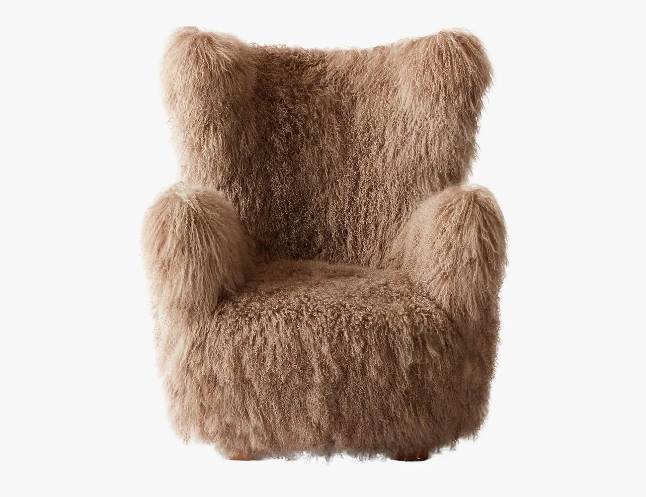 cb2 bozzi mongolian sheepskin accent chair