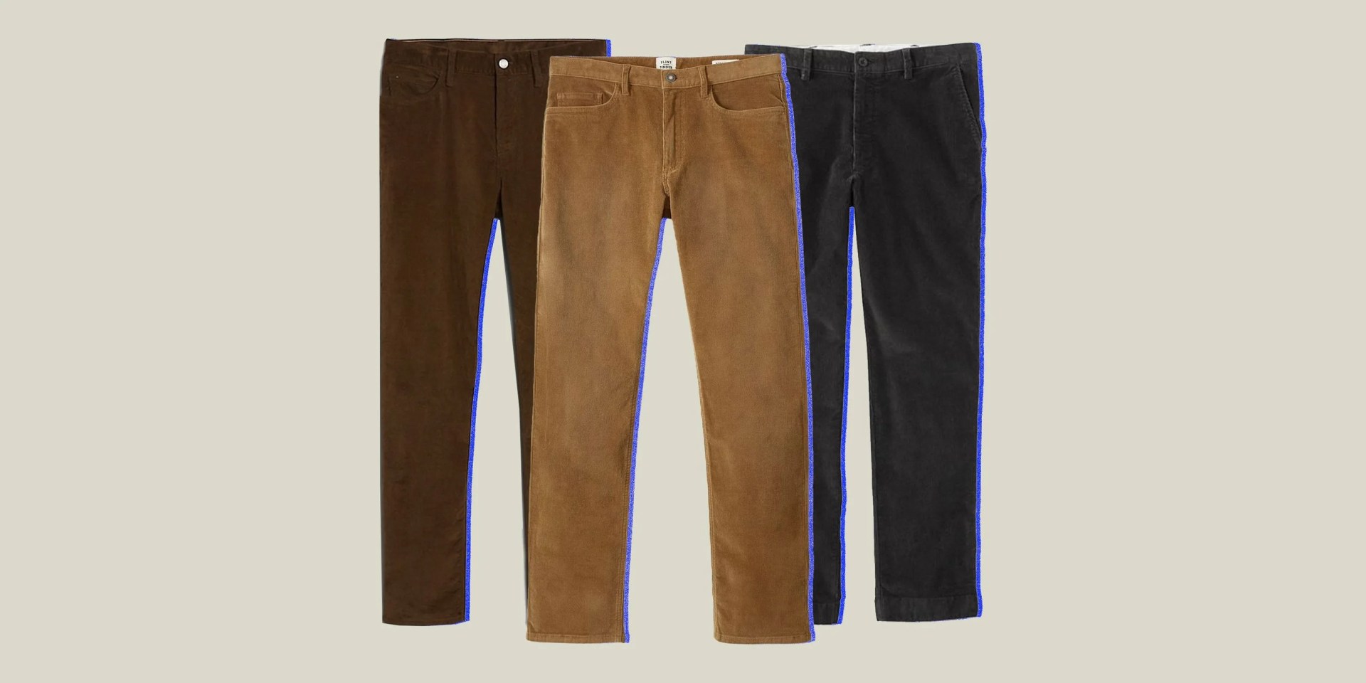 collage of three corduroy pants