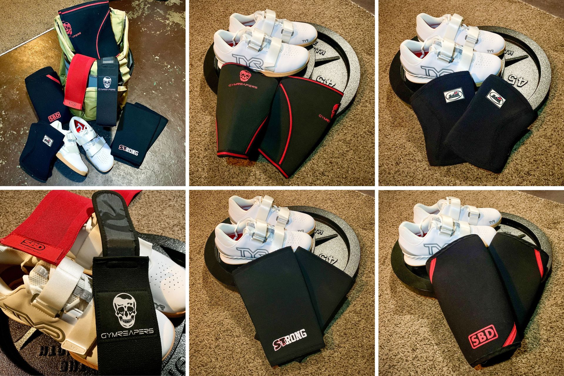 collage of knee sleeves