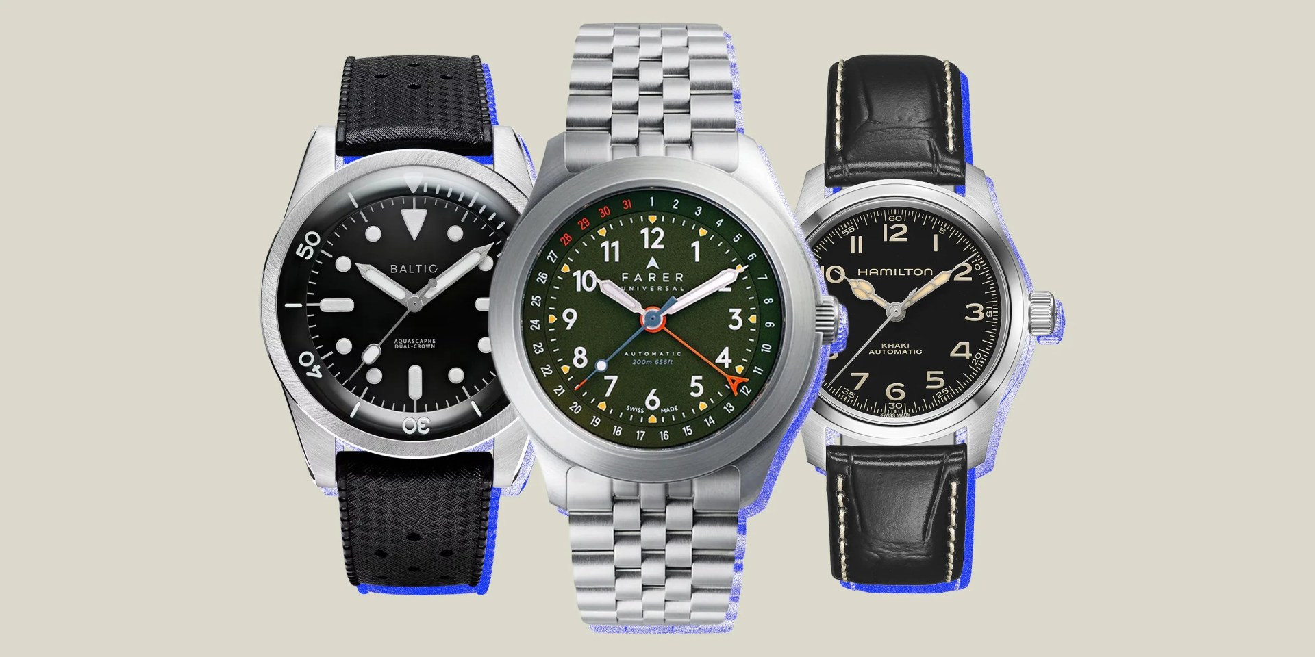 collage of three watches