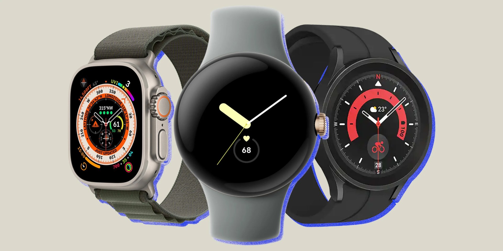collage of three smart watches