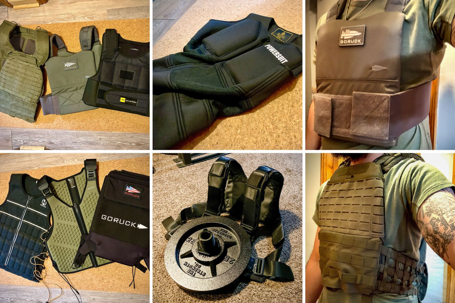 collage of weighted vests