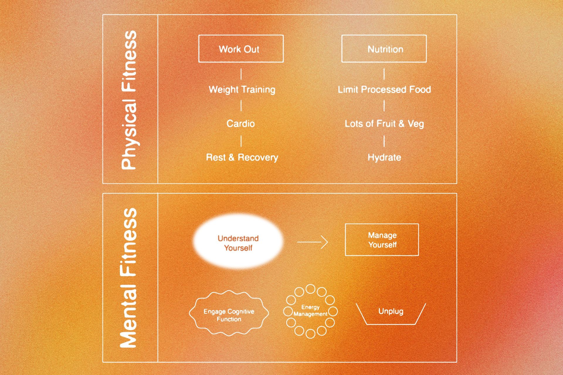 a flow chart showing the difference between physical fitness and mental fitness