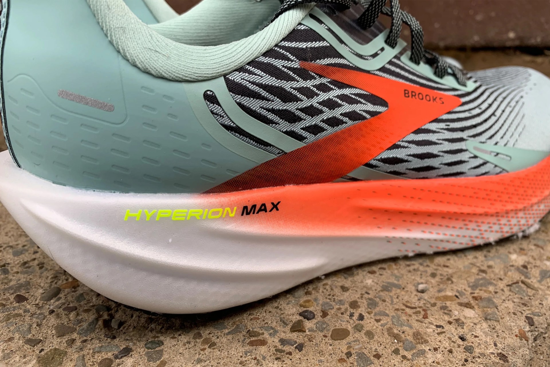 close up of the heel of a brooks hyperion max shoe