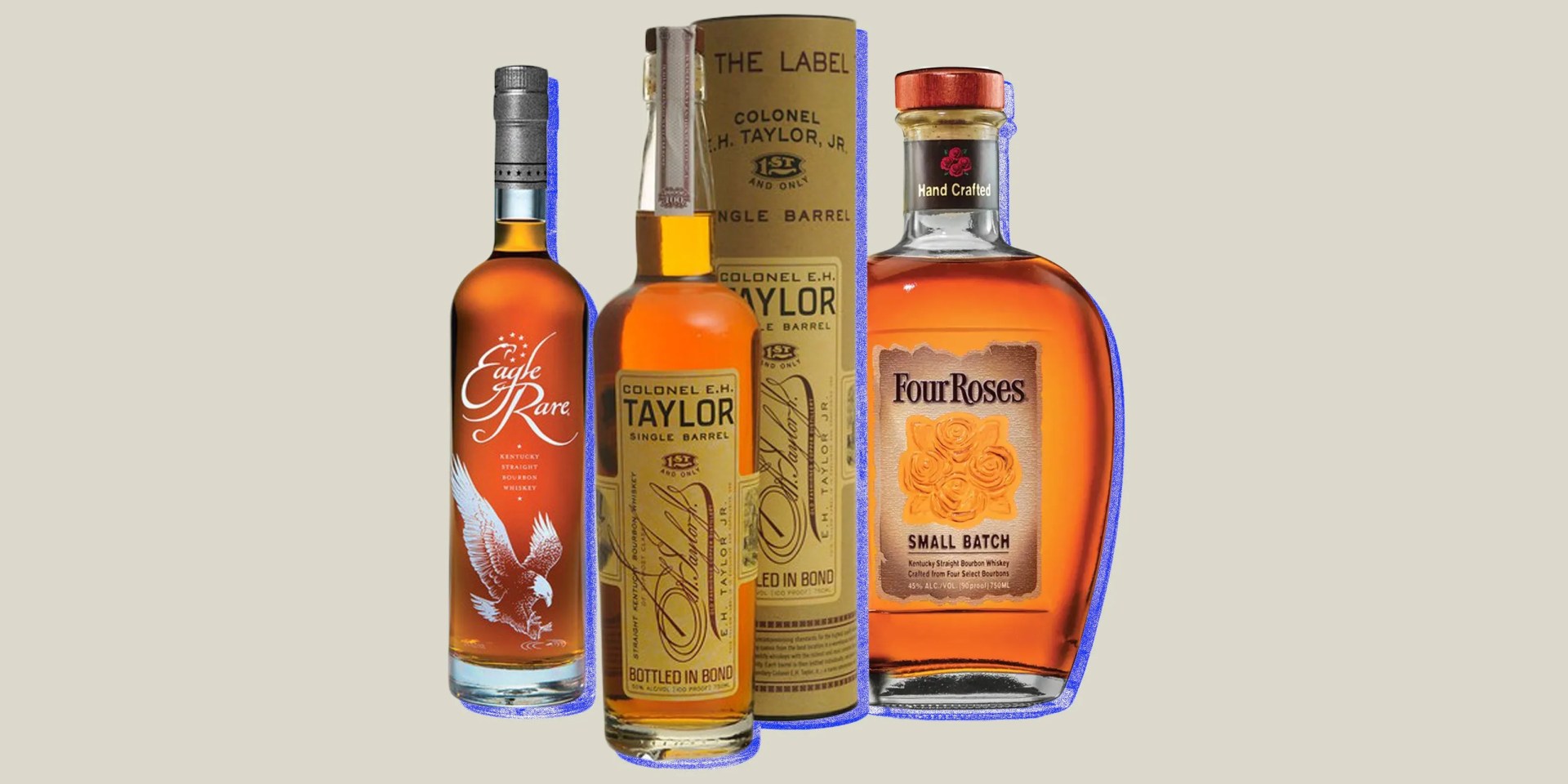 collage of three whiskey bottles
