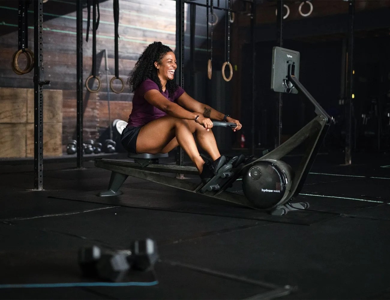 person using the hydrow circuit training