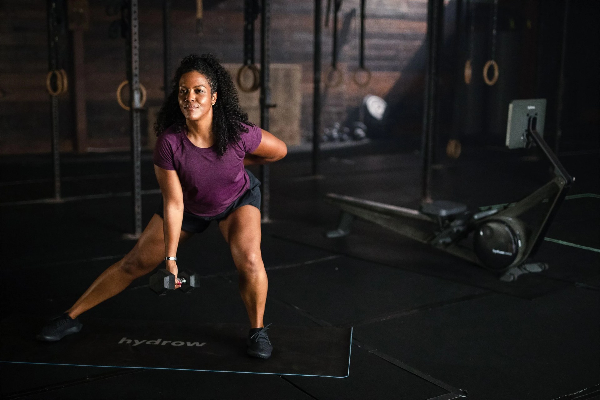 person using the hydrow circuit training