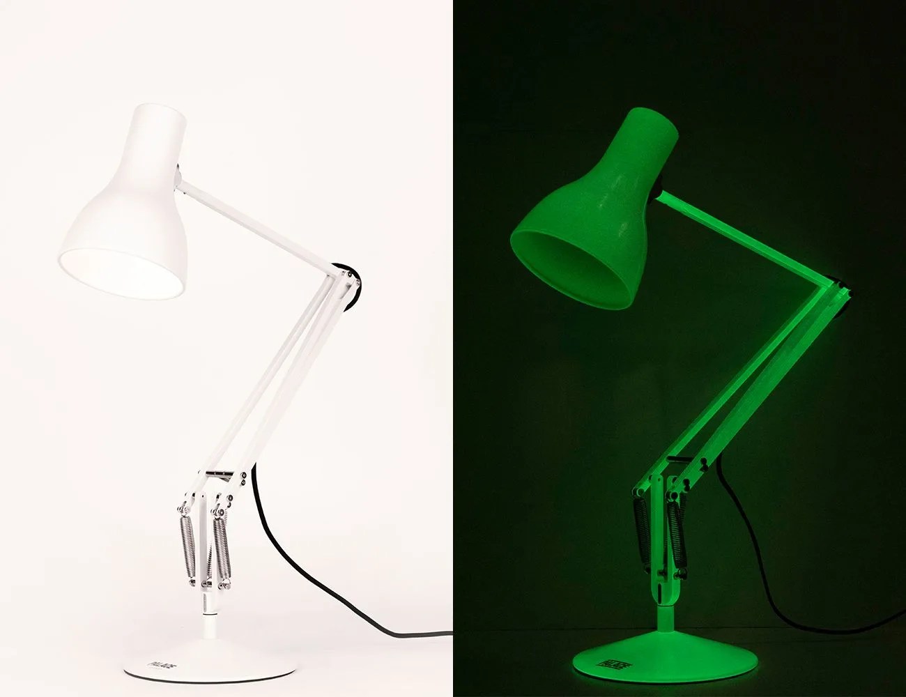 2 lamps side by side one glowing in the dark