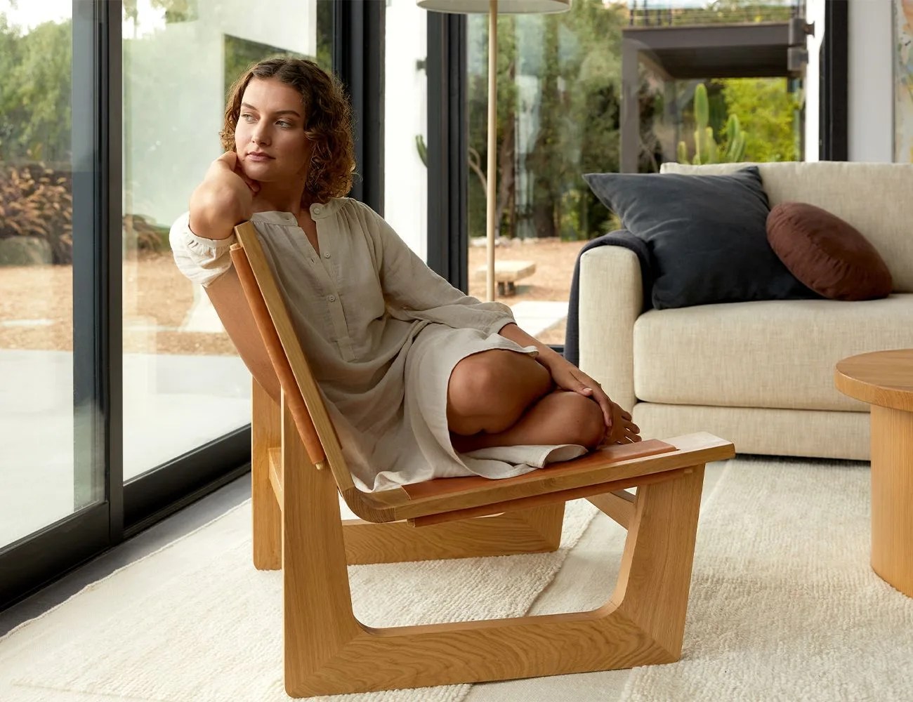 parachute leather sling chair