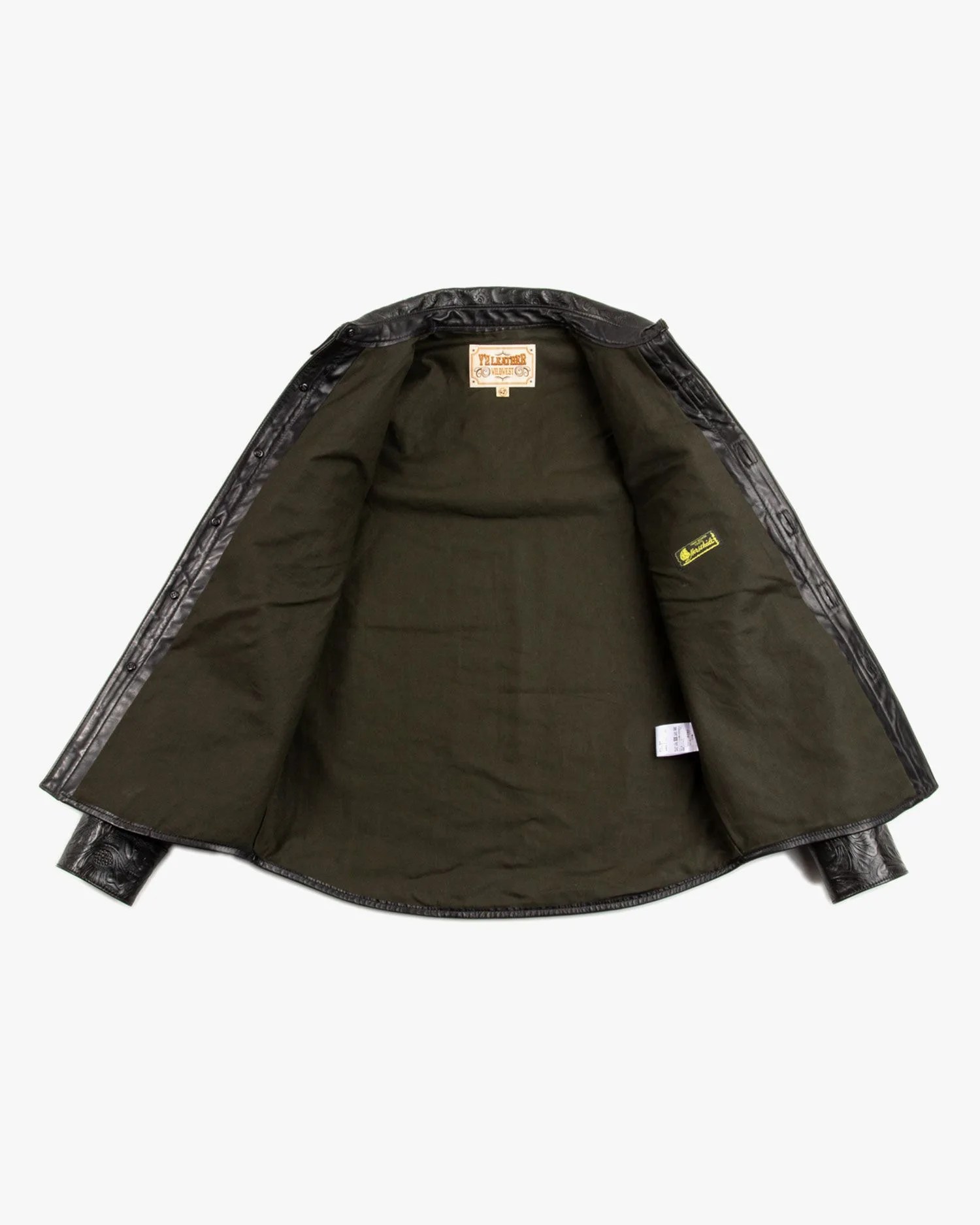 standard and strange oil soft horse x horse light embossed leather shirt