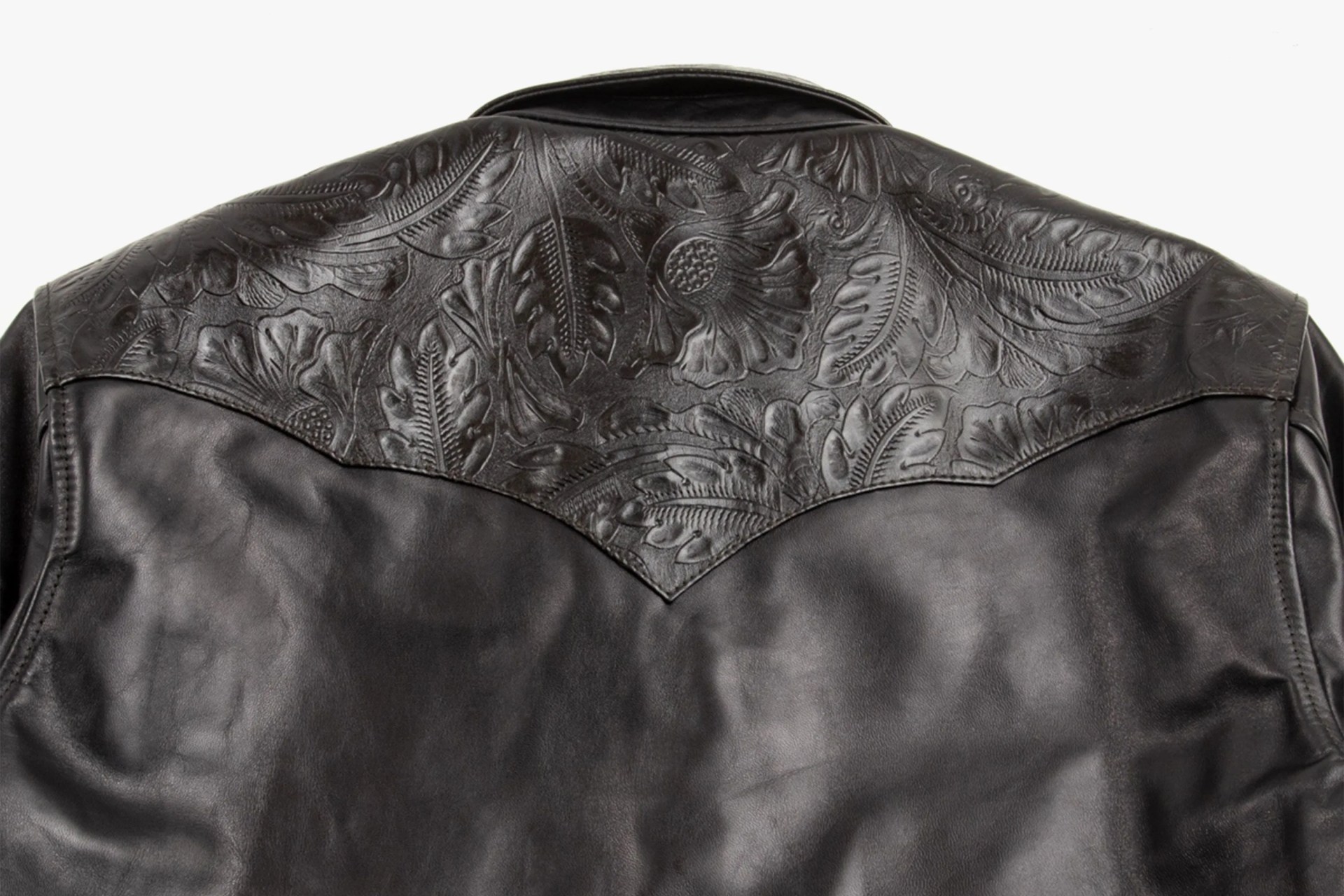 standard and strange oil soft horse x horse light embossed leather shirt