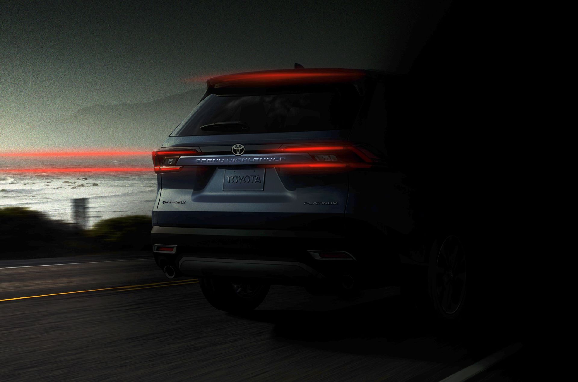 teaser of toyota grand highlander tailgate