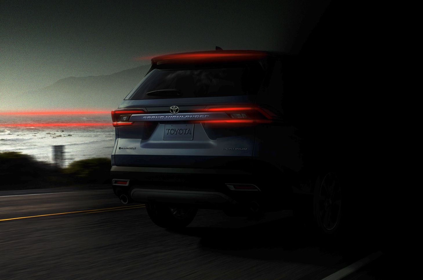 teaser of toyota grand highlander tailgate
