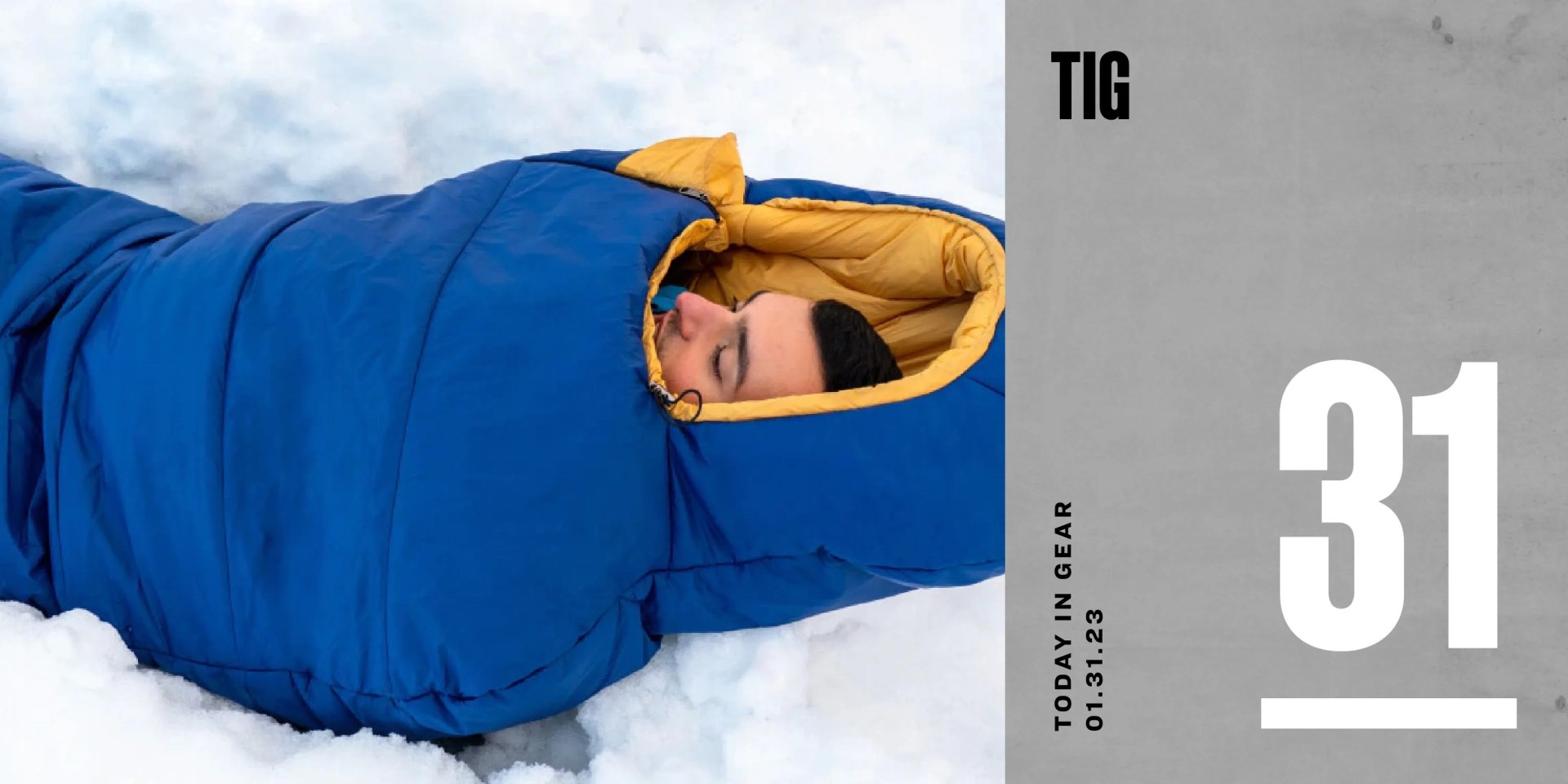 today in gear january 31 2023 man sleeping in biigloo the ultimate aerogel sleeping bag on snow