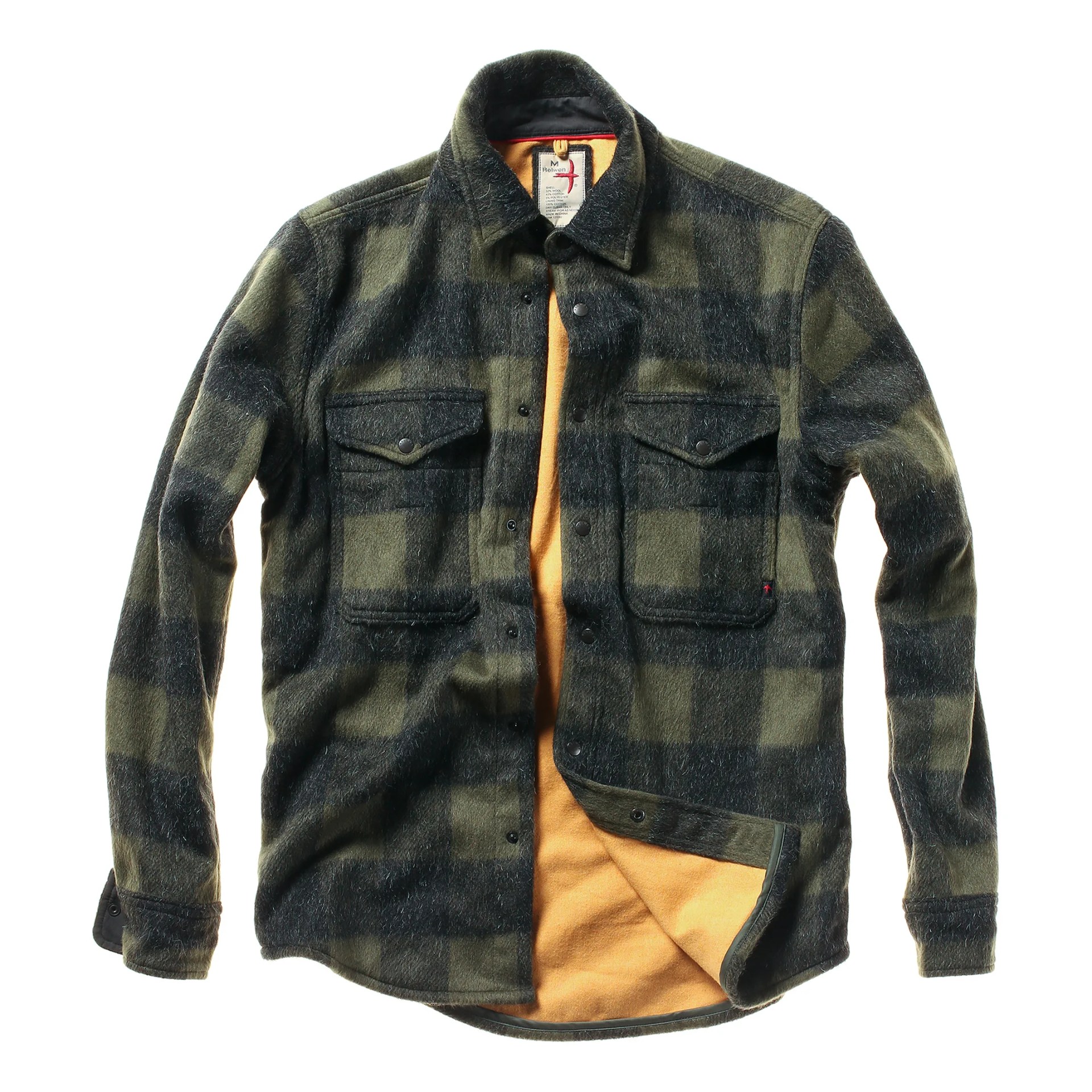 Brushed Mohair Buffalo Plaid Shirt Jacket