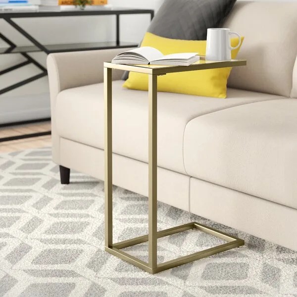 Gold Castillo 25.3'' Tall Glass C Table End Table
