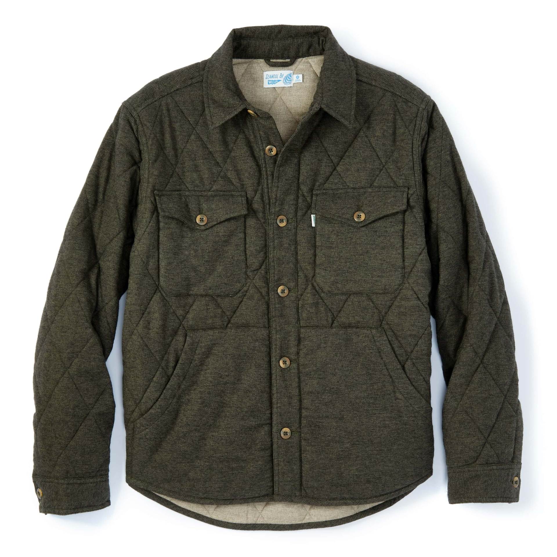 Seawool Bubble Shirt Jacket in Kelp