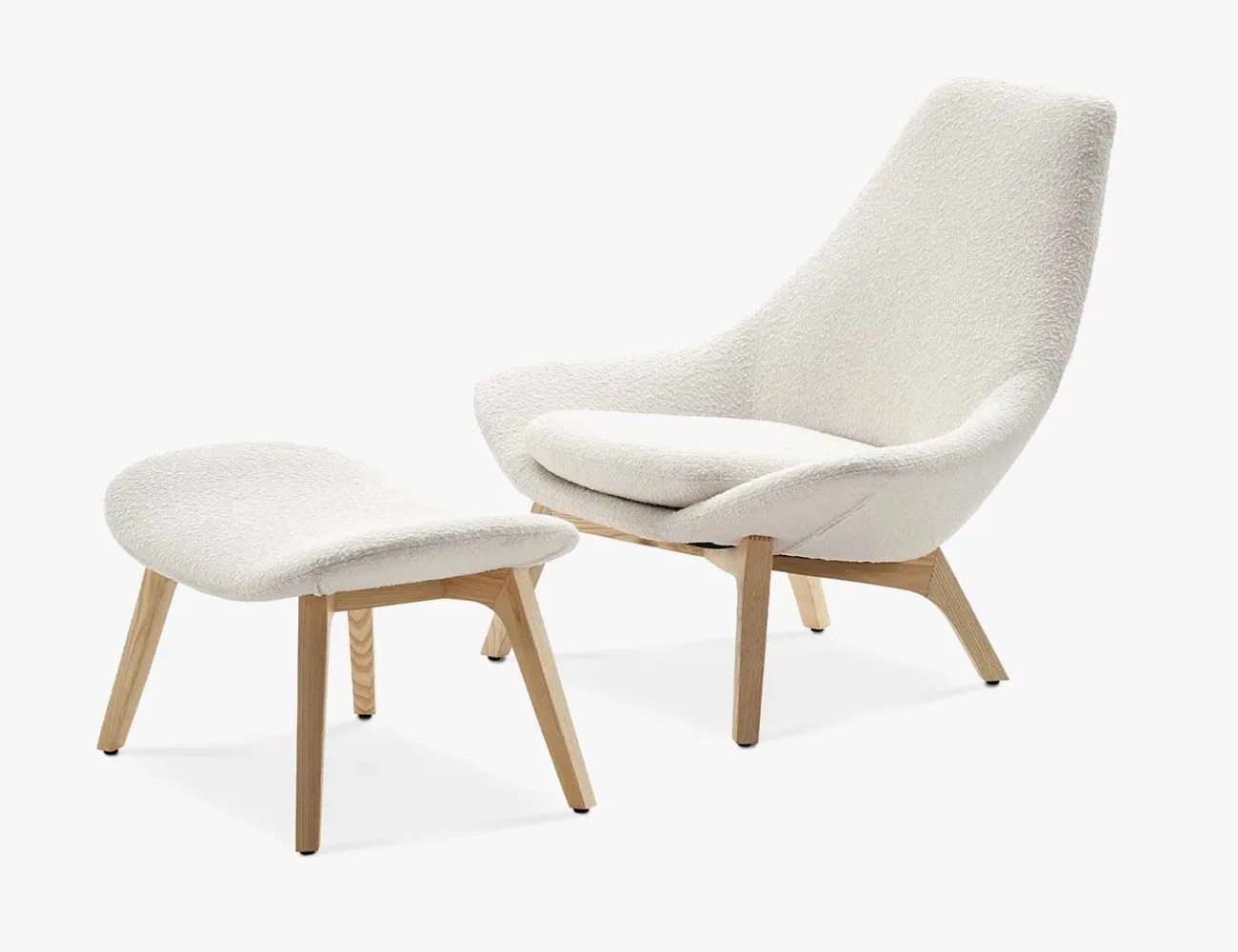 Gable Boucle High Armchair and Ottoman Set