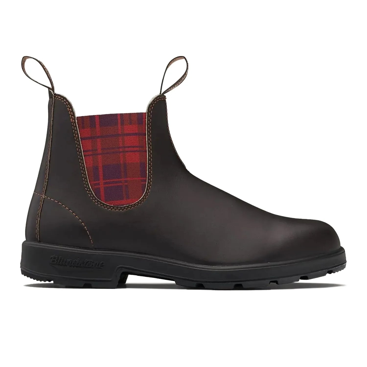 2100 men's originals chelsea boots in stout brown and burgundy tartan