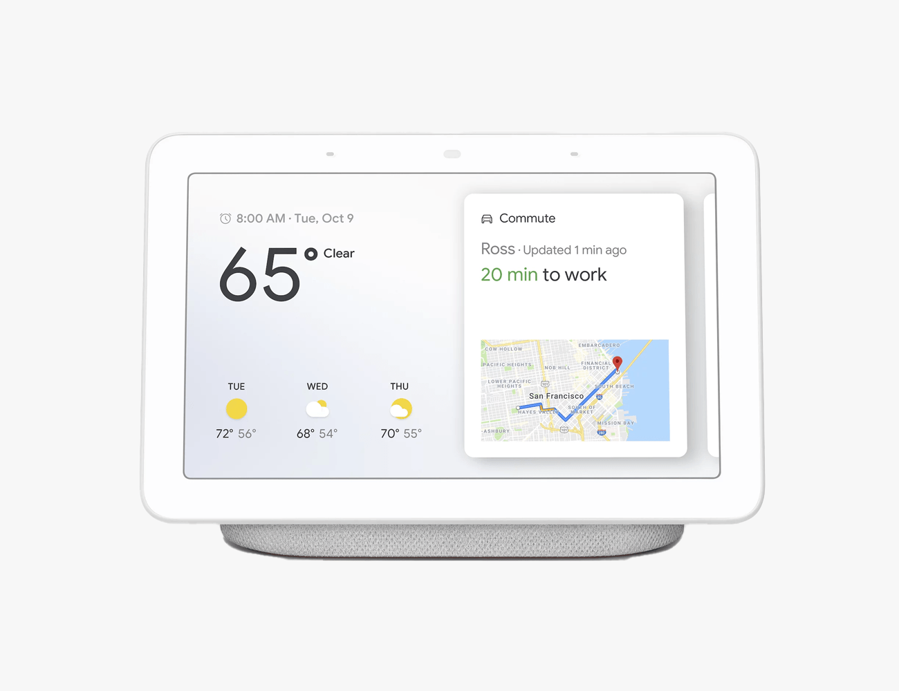 google nest hub device in white