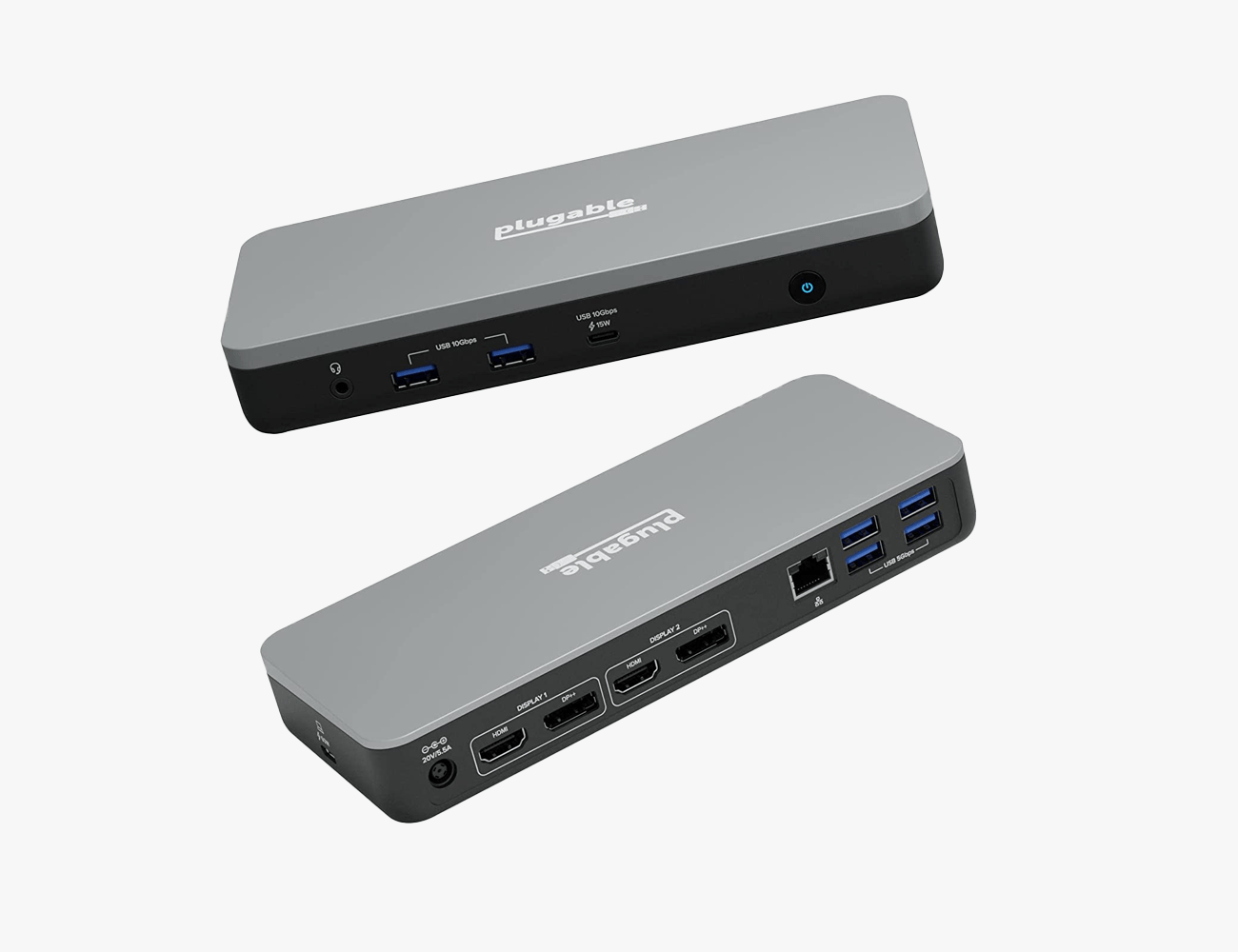 2 grey pluggable devices on a white background