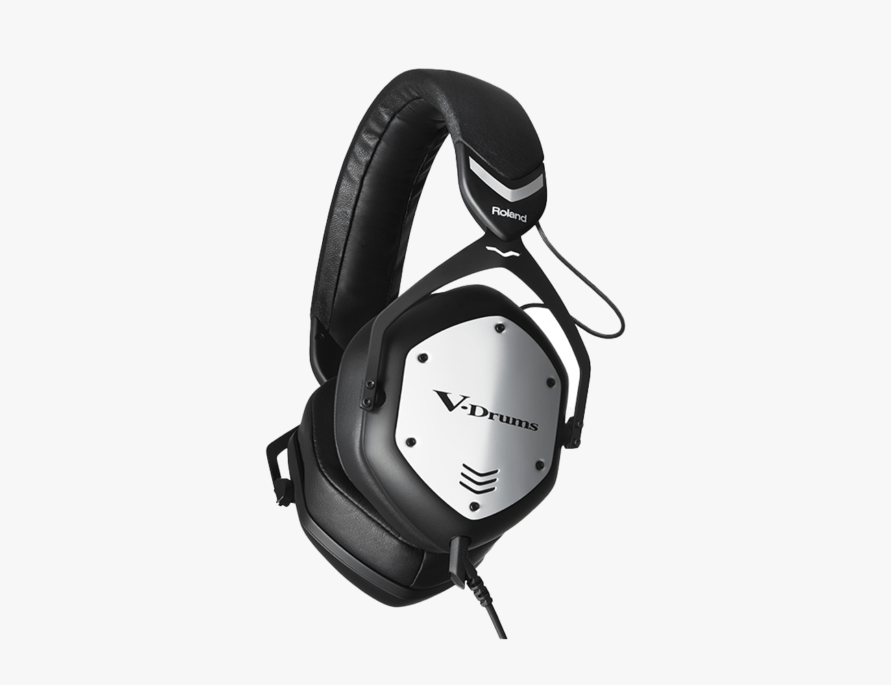 black over the ear headphones with silver accents