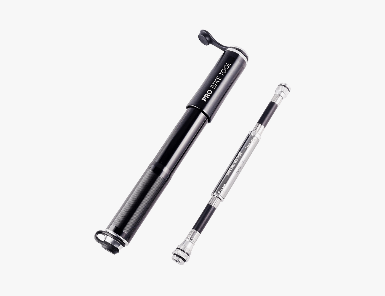 pro bike tool bike pump with gauge fits in black and silver