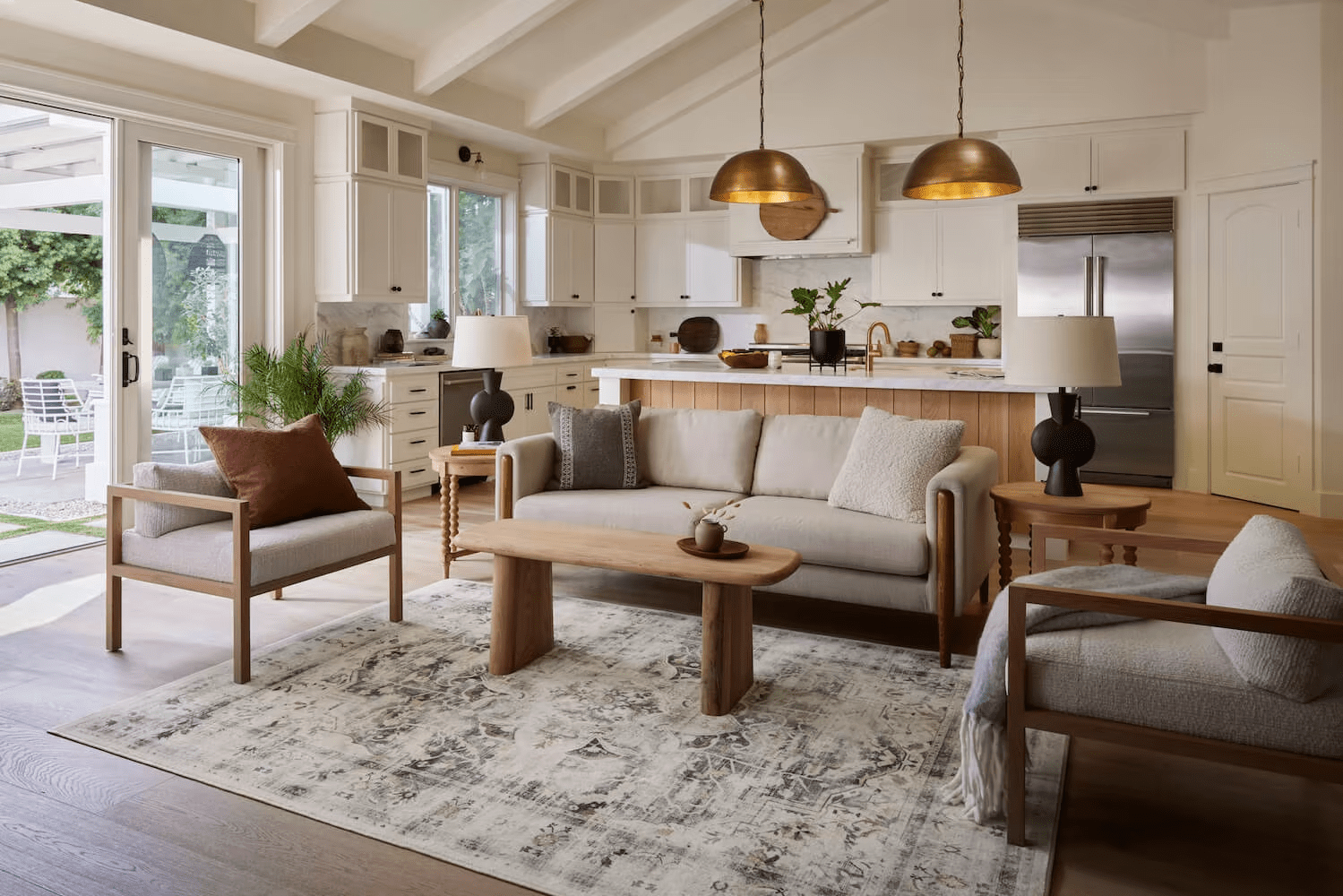 living room and kitchen
