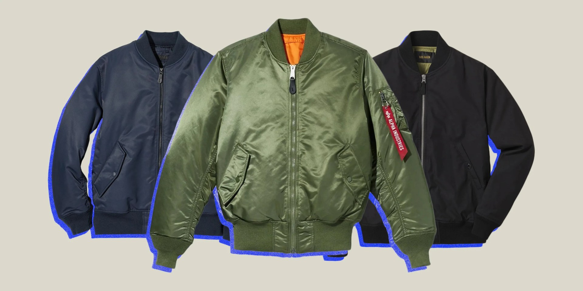 collage of three bomber jackets
