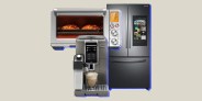 collage of a toaster oven, a fridge, and an espresso machine