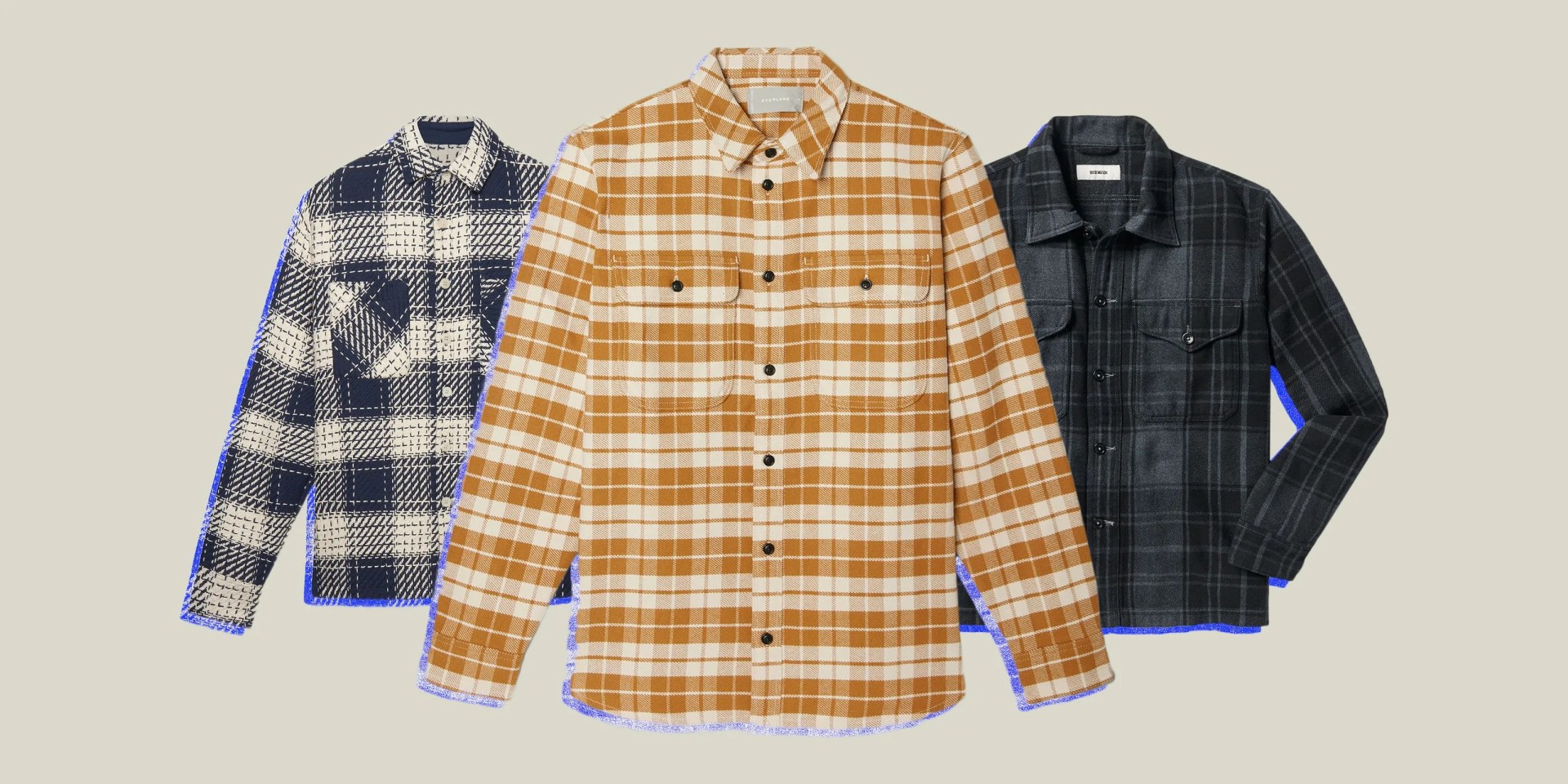 collage of three flannel jackets