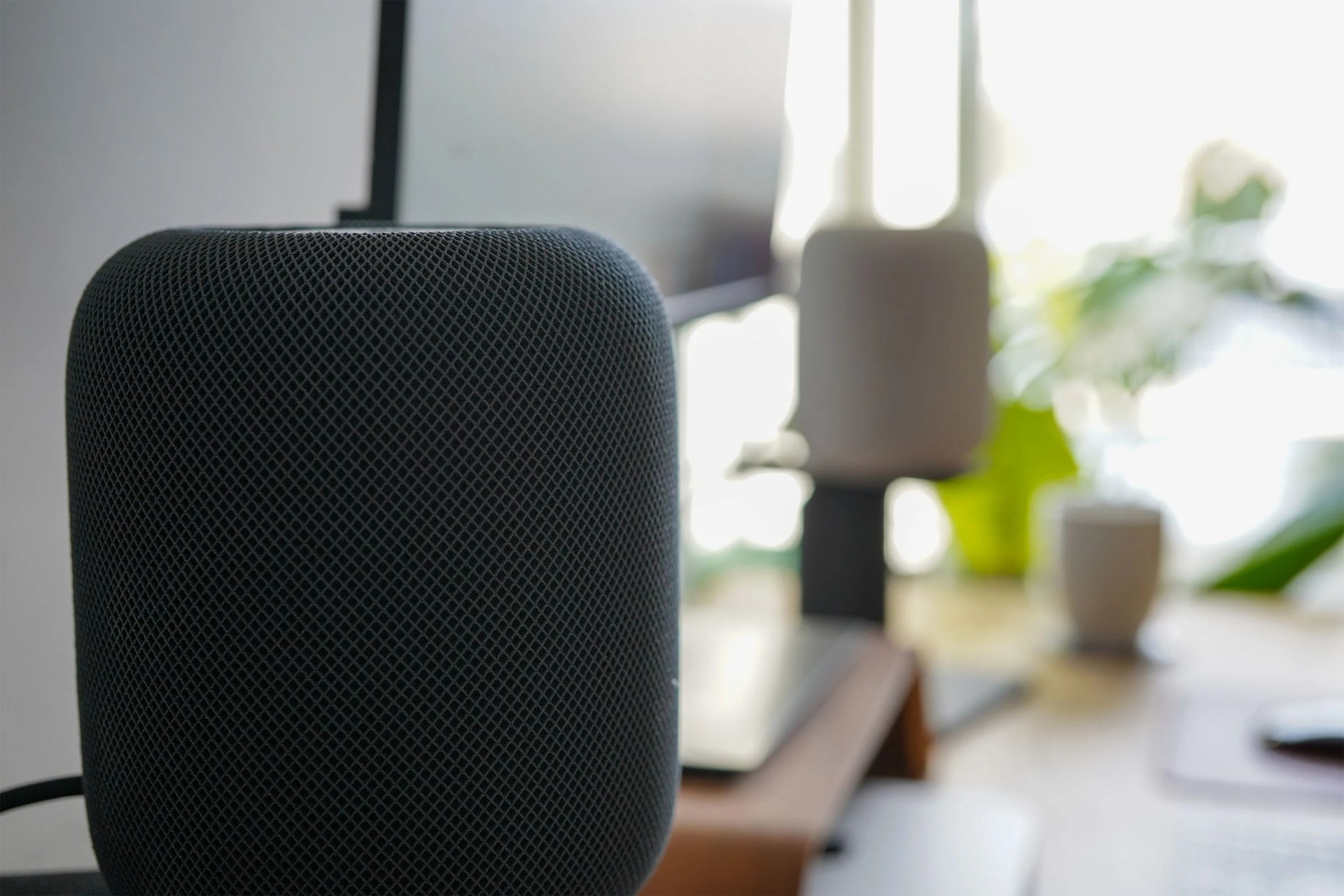 homepods on a desk