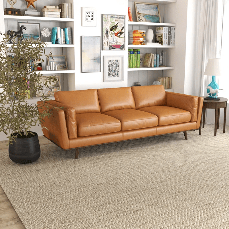 leather sofa in living room