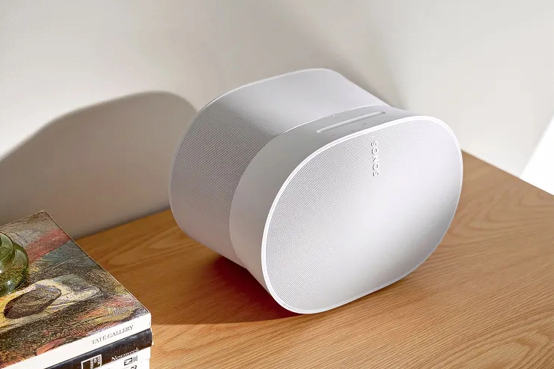 sonos speaker on a side table