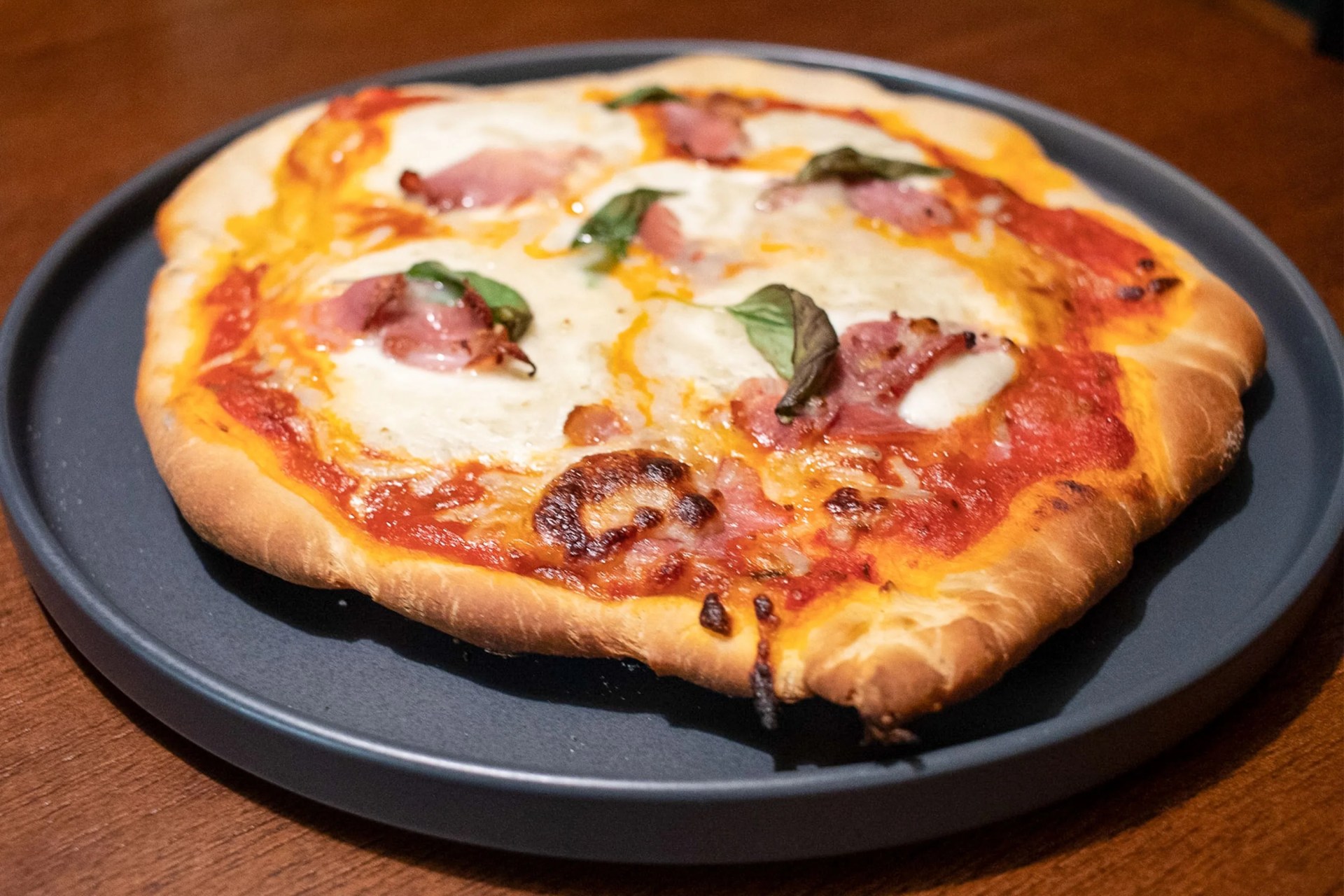 pizza on a plate on a table