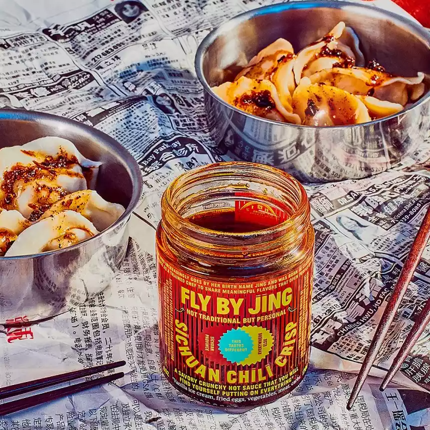 fly by jing chili crisp and dumplings