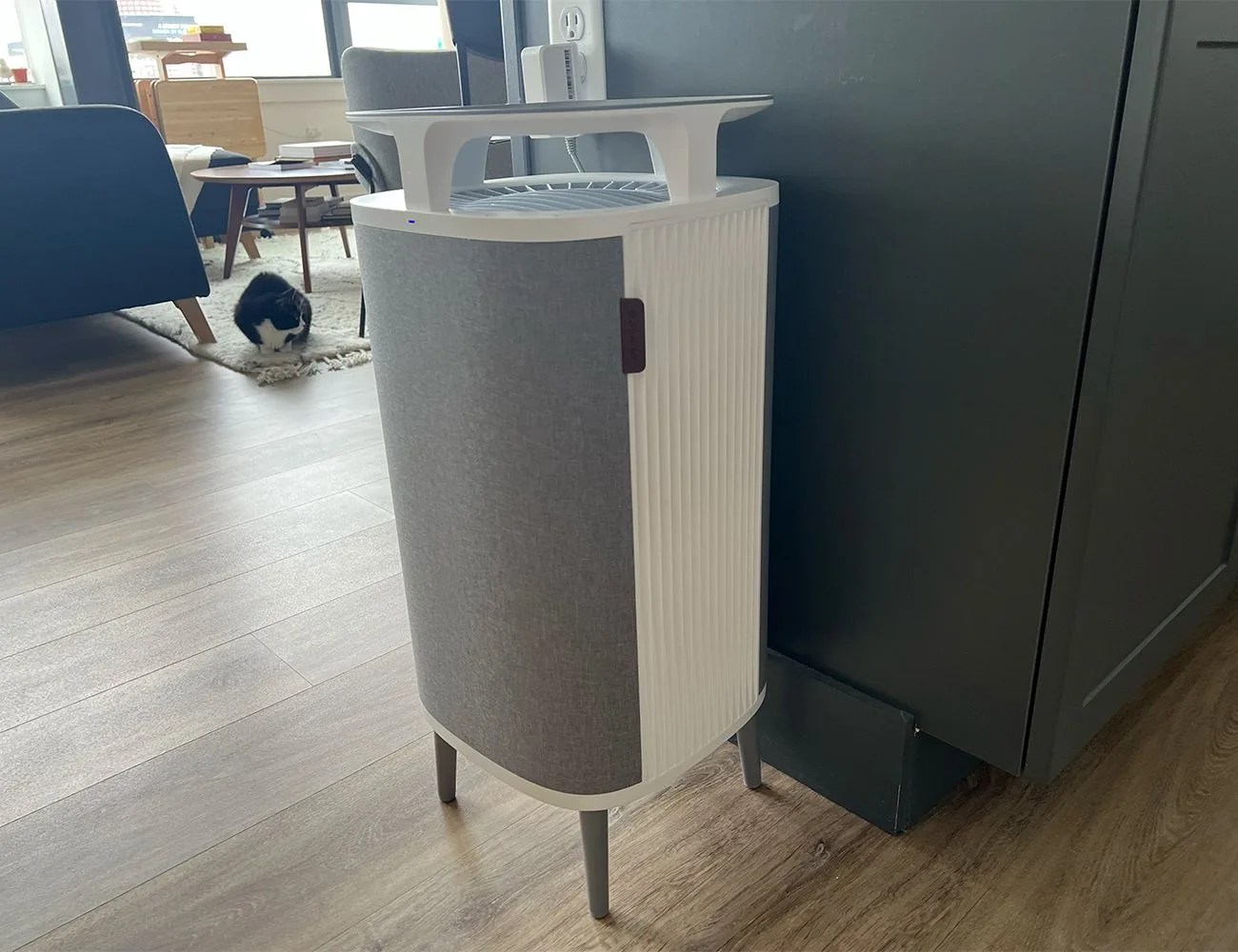 smart air purifier in a living room