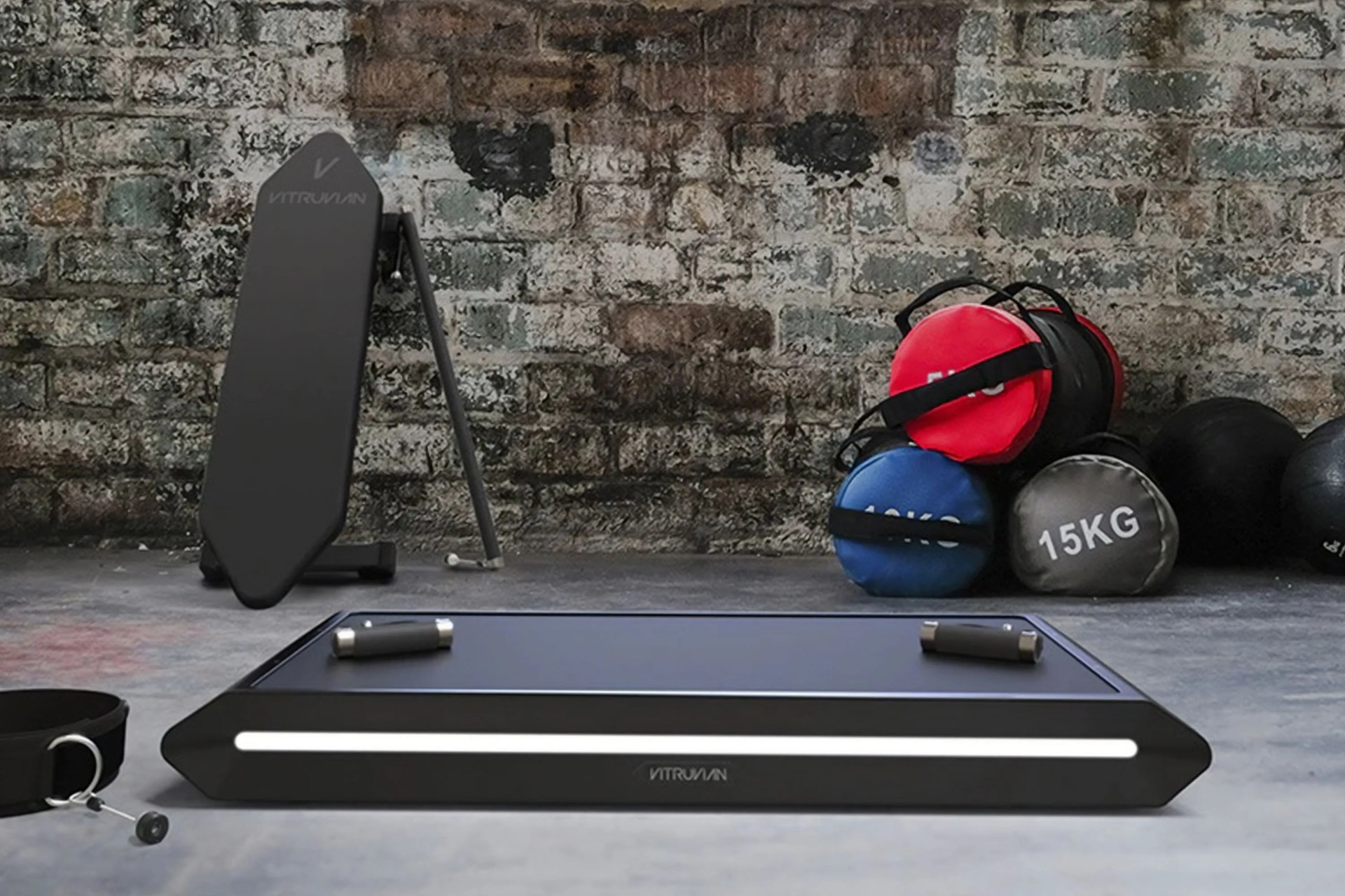 vitruvian trainer plus on a gym floor