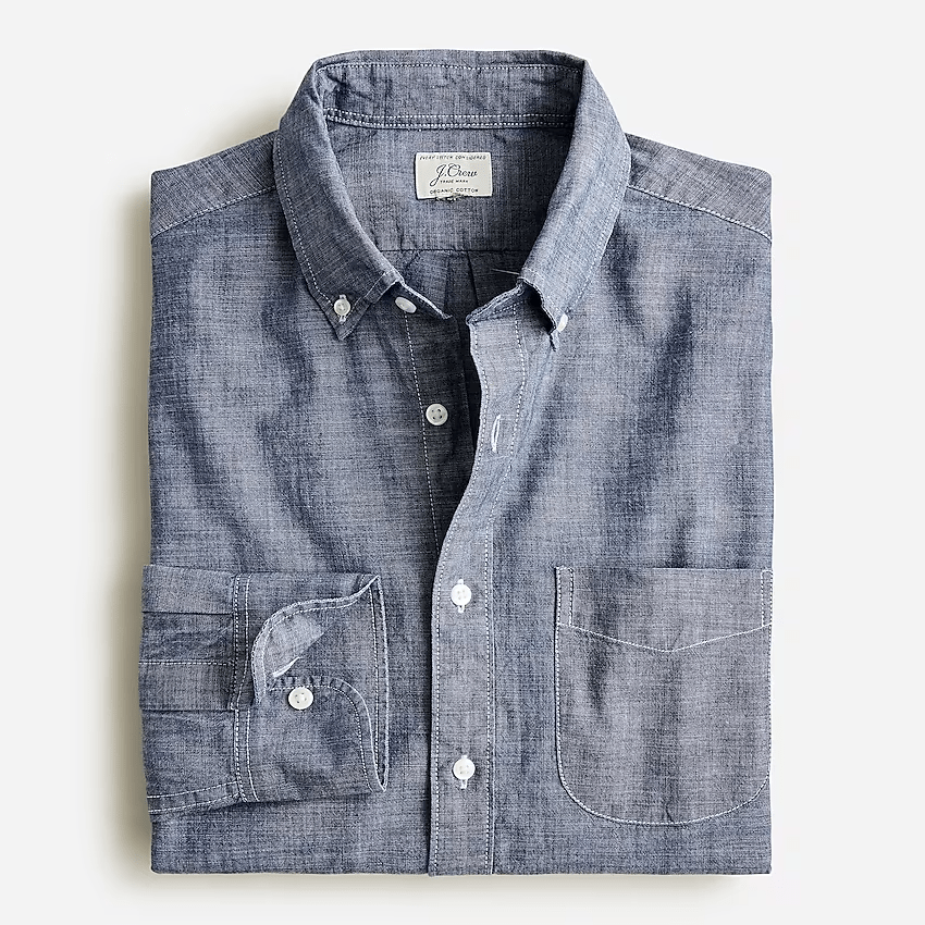 Organic cotton chambray shirt in one-year wash