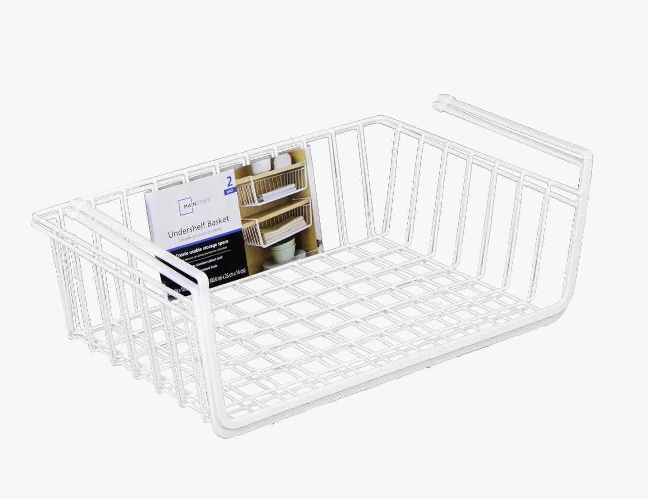 Mainstays White Wire Under Cabinet Baskets, 2-Pack