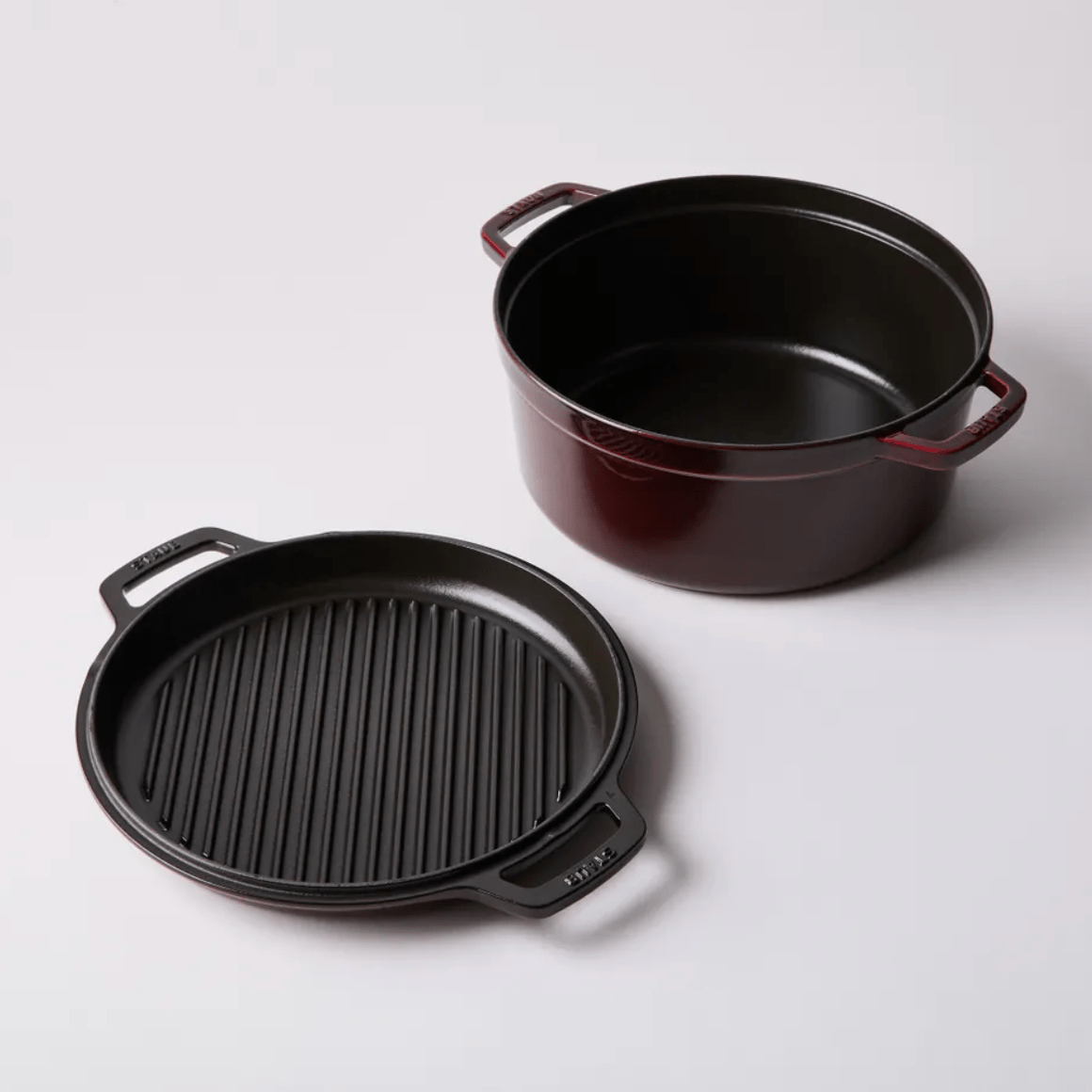 Staub Cast Iron 2-in-1 Grill Pan & Cocotte, 6.4QT