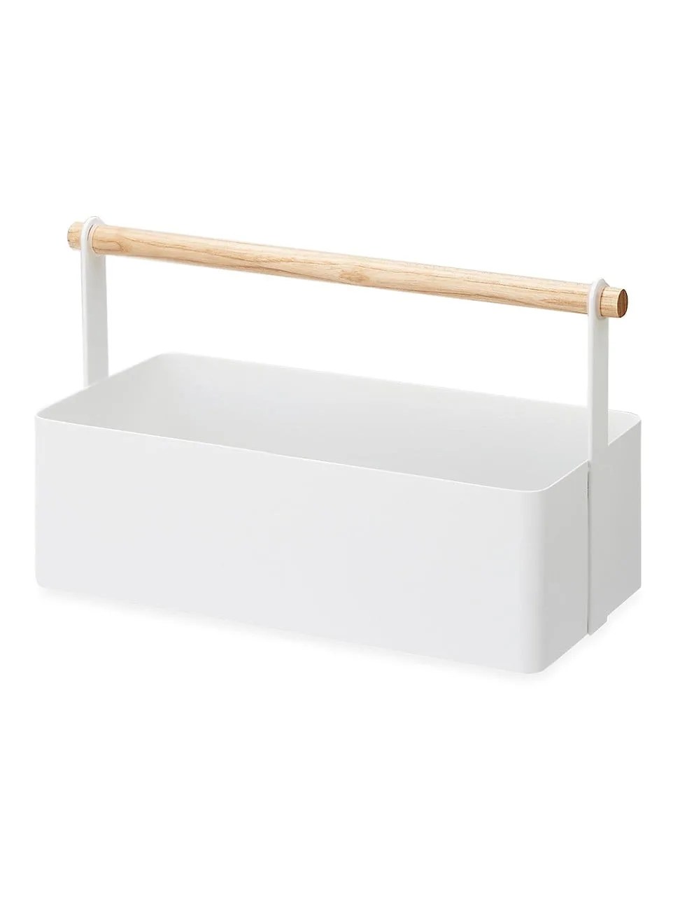 Steel & Wood Storage Caddy - White - Size Large - White - Size Large