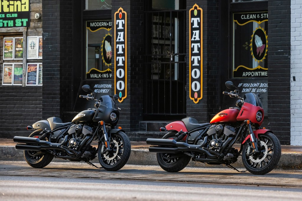 2023 indian sport chief motorcycle parked on the side of a road
