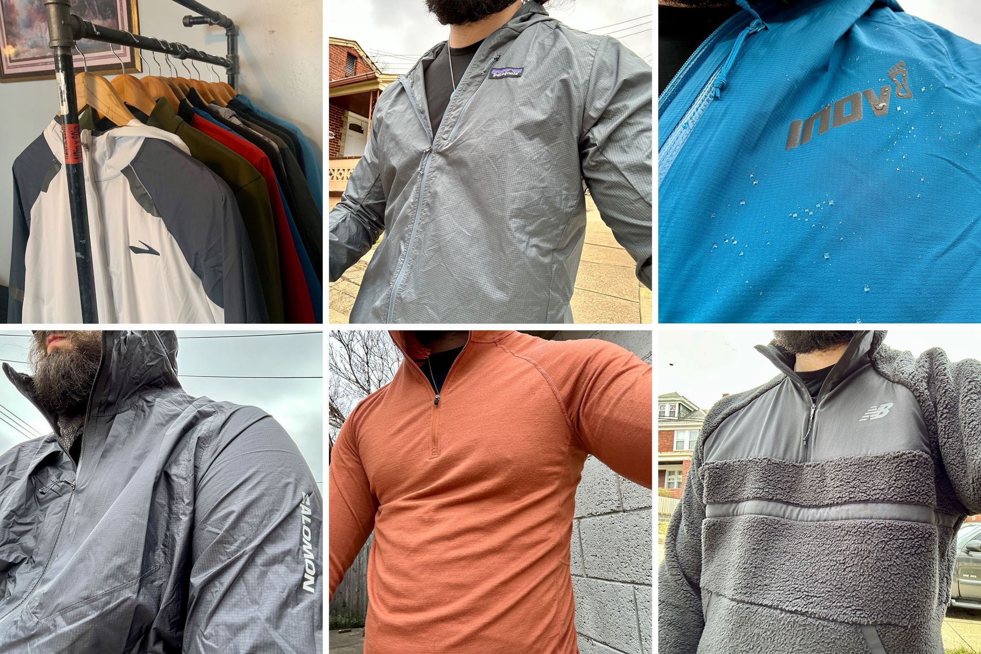 collage of a man wearing running jackets
