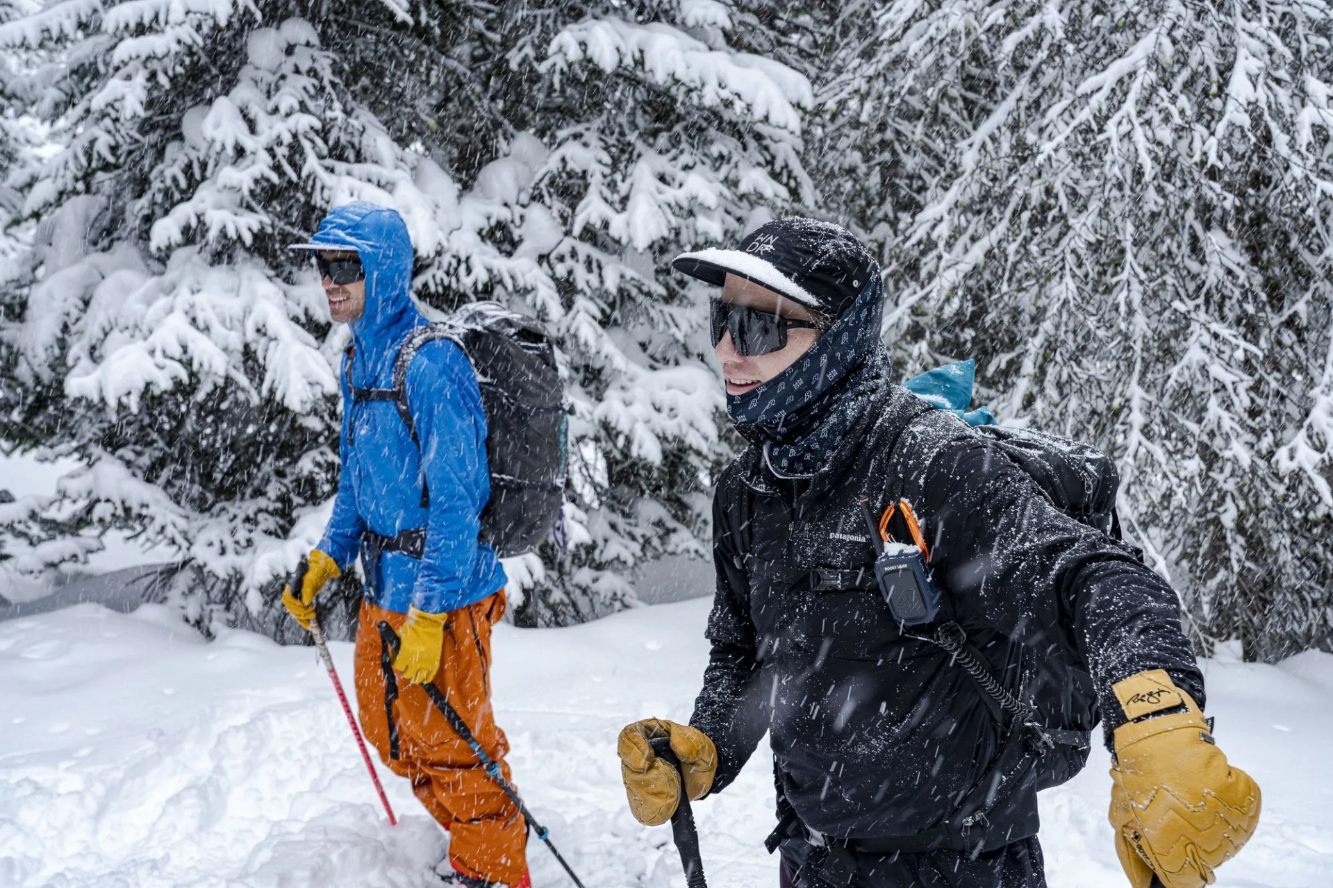 patagonia and gore tex press event celebrating a partnership in developing products made with epe membrane that are guarunteed to hold up to the harsh demands of outdoor, alpine and backcountry objectives with out harmful long lasting pfcs perfluorinated chemicals hyalite canyon, montana