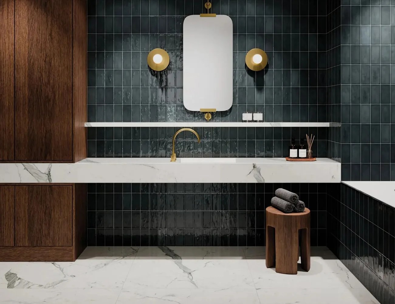 a tiled bathroom