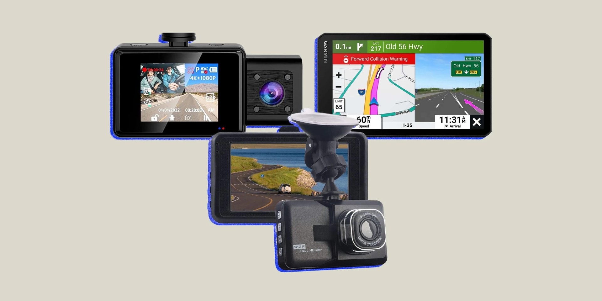 collage of three dash cams