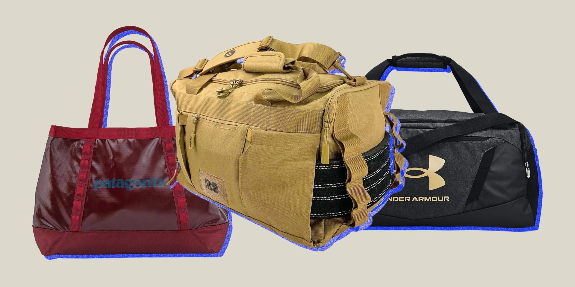 collage of three gym bags