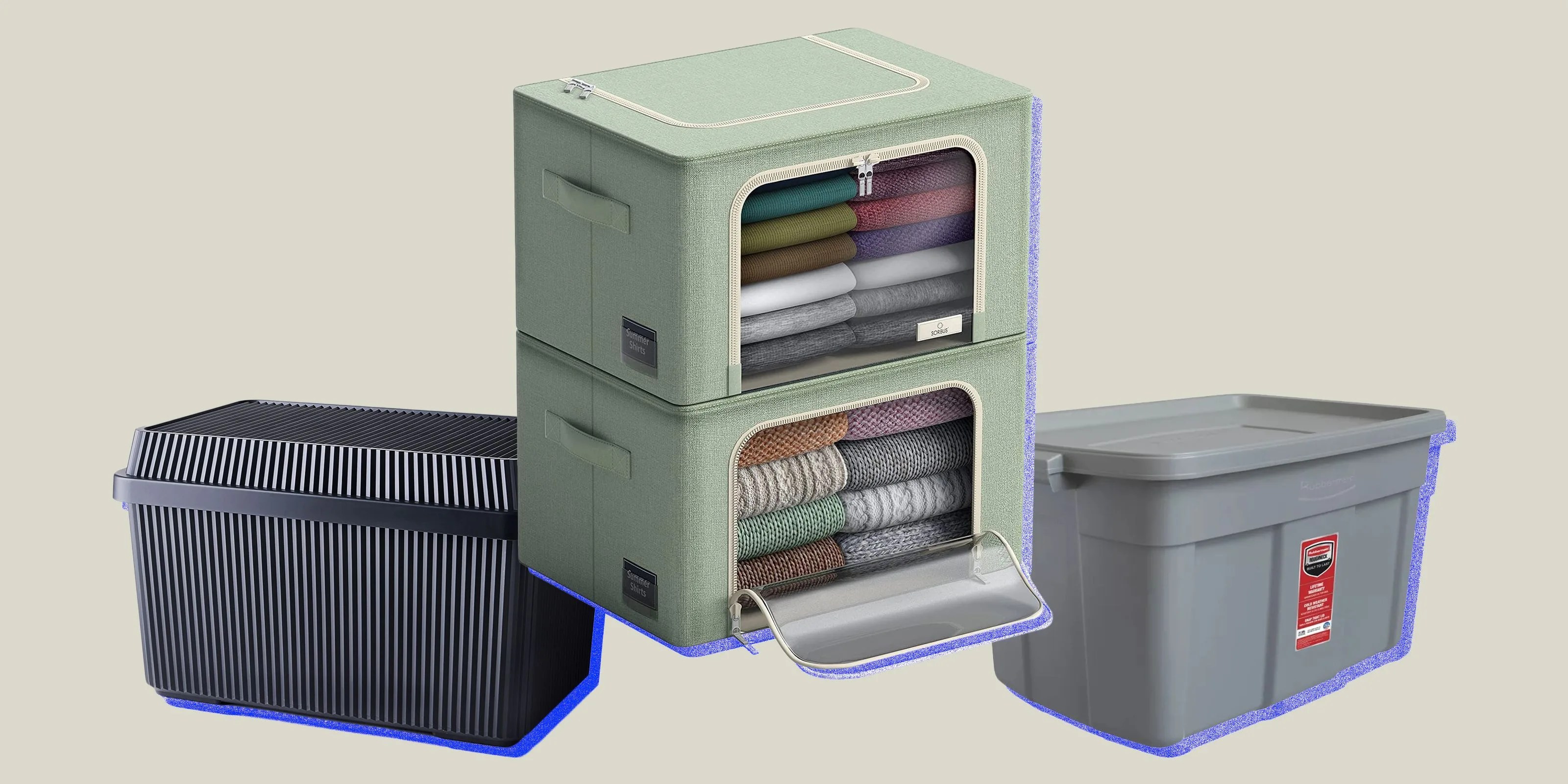 collage of 3 storage containers