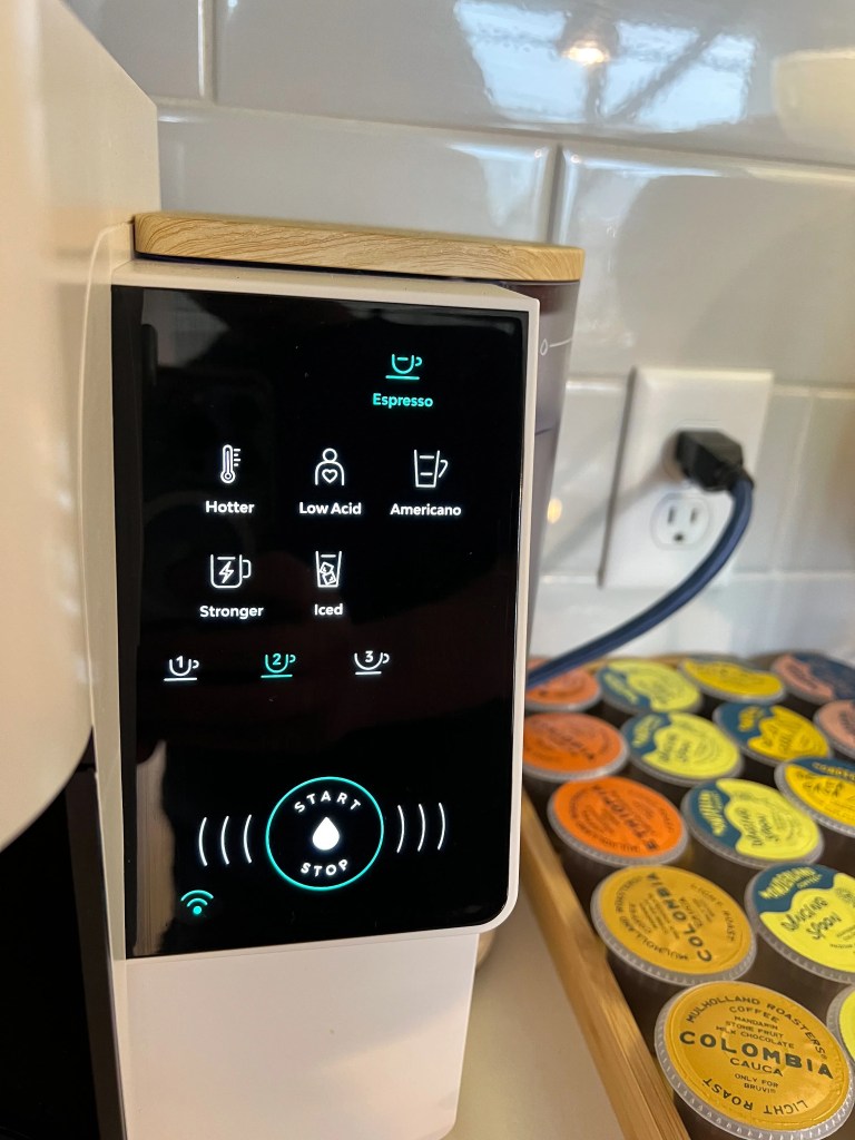 touchscreen on a bruvi coffee maker